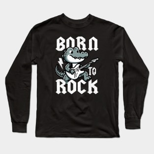 Alligator playing guitar rock Long Sleeve T-Shirt